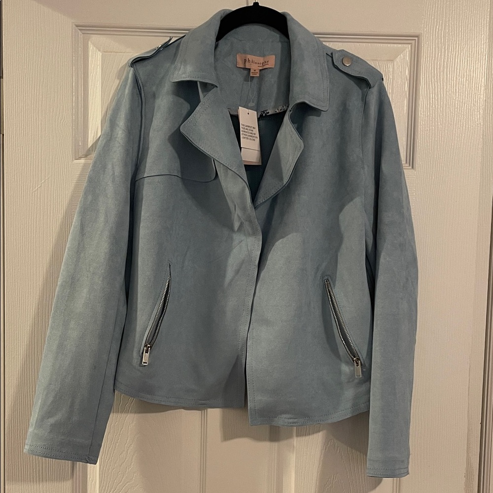 Philosophy Light Blue Faux Leather Jacket
